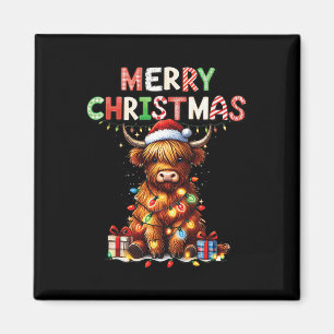 Imán Feliz Navidad Escocia Highland Cow Xmas Farm An