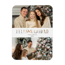 Imán Feliz Navidad Español Cortar foto efecto de papel