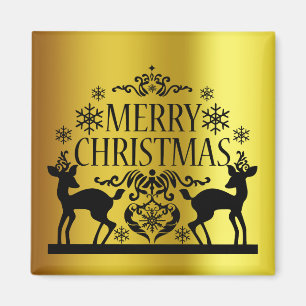 Imán Feliz Navidad Falso Oro Negro