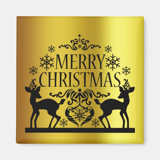 Imán Feliz Navidad Falso Oro Negro (Frente)