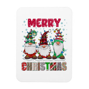 Imán Feliz Navidad Familia Gnomo Divertido Árbol de Nav