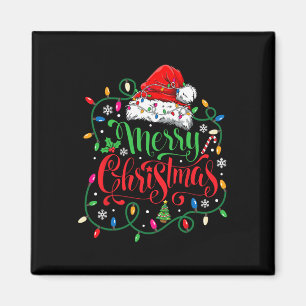 Imán Feliz Navidad Familia Matanza Santa Hat Luces X