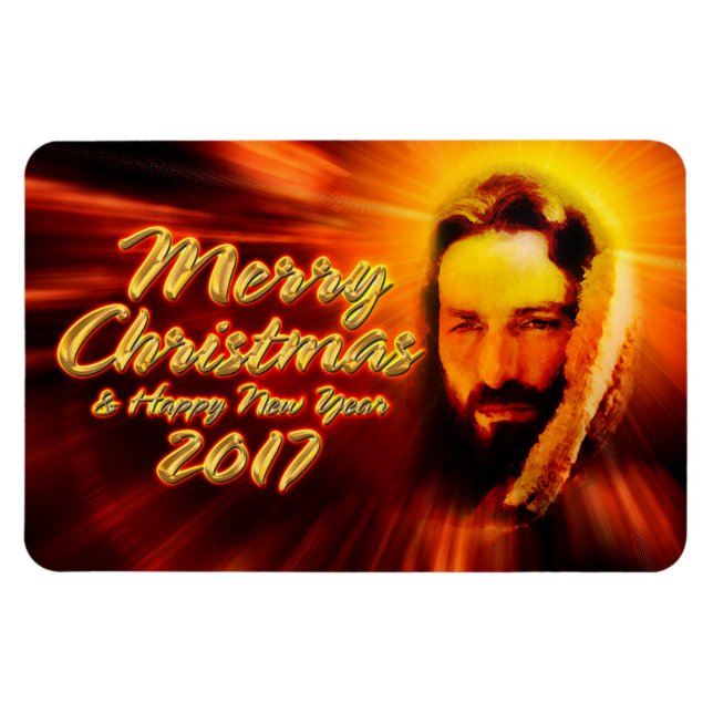 Imán Feliz Navidad Feliz Año Nuevo 2017 Jesús Magnet (Horizontal)