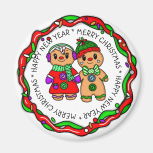 Imán Feliz Navidad Feliz Año Nuevo Hombre de pan de