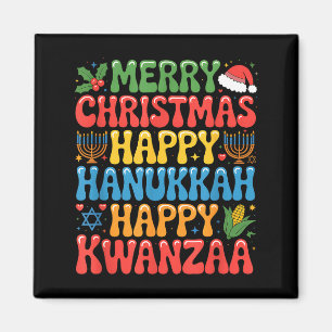 Imán Feliz Navidad Feliz Hanukkah Cotización de Kwanzaa