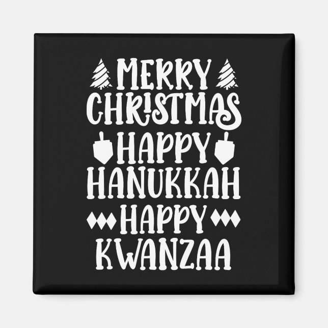 Imán Feliz Navidad Feliz Hanukkah Feliz Kwanzaa 13 (Frente)