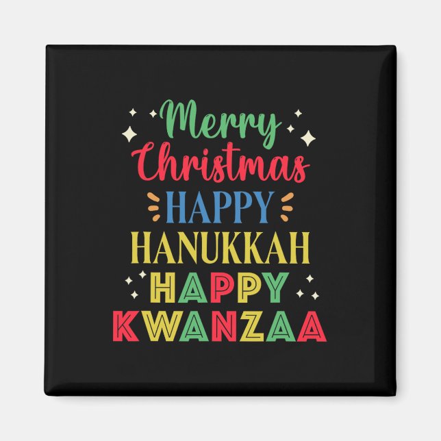Imán Feliz Navidad Feliz Hanukkah Feliz Kwanzaa 15 (Frente)