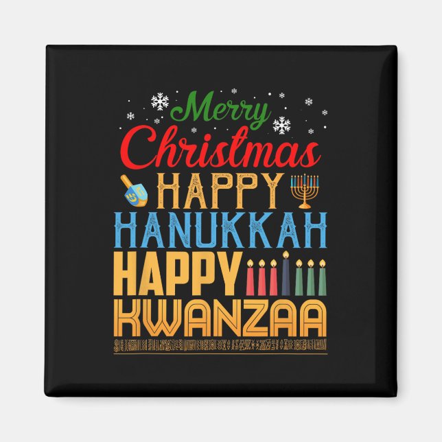 Imán Feliz Navidad Feliz Hanukkah Feliz Kwanzaa 19 (Frente)