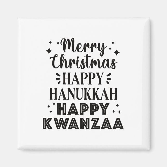 Imán Feliz Navidad Feliz Hanukkah Feliz Kwanzaa 5 (Frente)