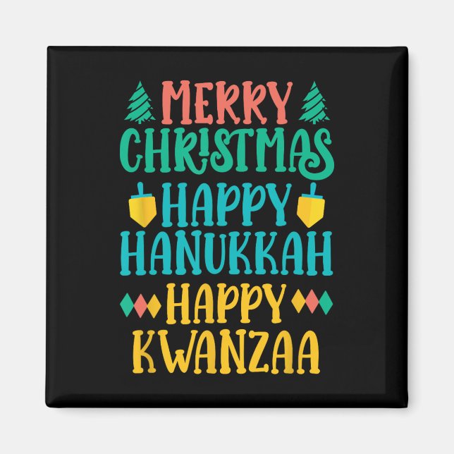 Imán Feliz Navidad Feliz Hanukkah Feliz Kwanzaa 7 (Frente)