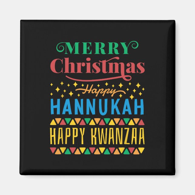 Imán Feliz Navidad Feliz Hanukkah Feliz Kwanzaa 8 (Frente)