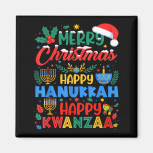Imán Feliz Navidad Feliz Janucá y Feliz Kwanzaa H