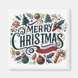 Imán Feliz Navidad Festiva y Cordial