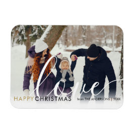 Imán Feliz Navidad Foto Moderna Script Chic Amor