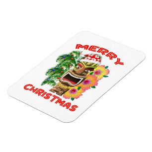 Imán Feliz Navidad Funny Santa Tiki
