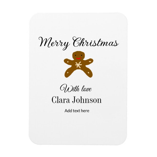 Imán Feliz Navidad galletas marrón agregar nombre con a (Vertical)