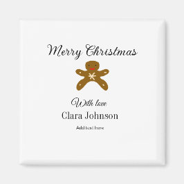 Imán Feliz Navidad galletas marrón agregar nombre con a