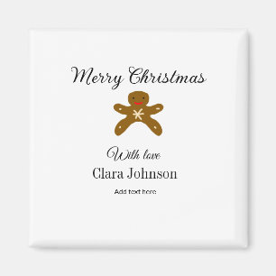 Imán Feliz Navidad galletas marrón agregar nombre con a