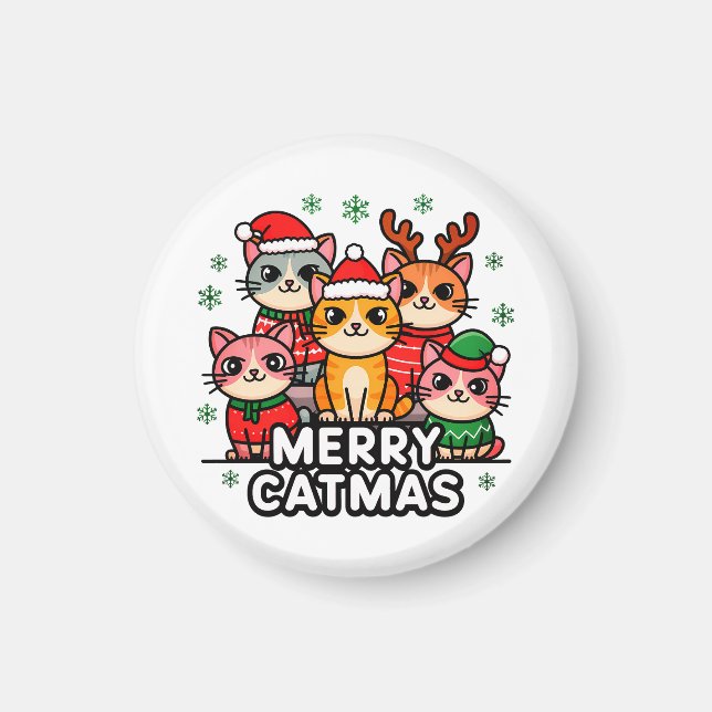 Imán Feliz Navidad Gatuna Divertida Navidad (Frente)