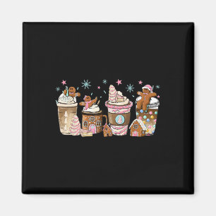 Imán Feliz Navidad Gingerbread Cookie Café Cups Lat