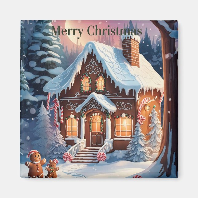 Imán Feliz Navidad Gingerbread House Magnett (Frente)