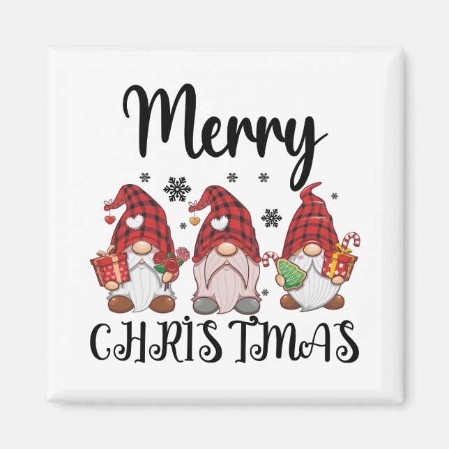 Imán Feliz Navidad Gnomies Gnomos de Navidad  (Frente)