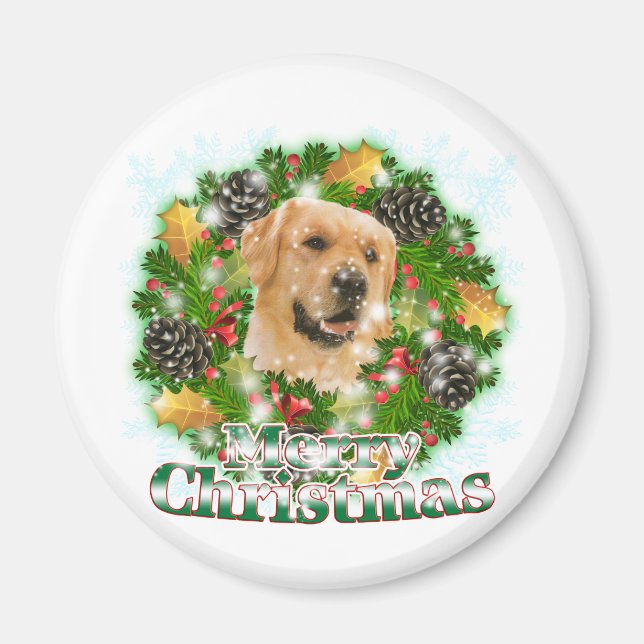 Imán Feliz Navidad Golden Retriever (Frente)