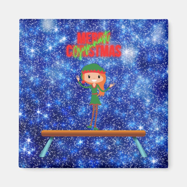 Imán Feliz Navidad Gymnast Elf (Frente)