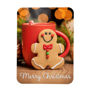Imán Feliz Navidad Hombre de pan de jengibre y chocolat