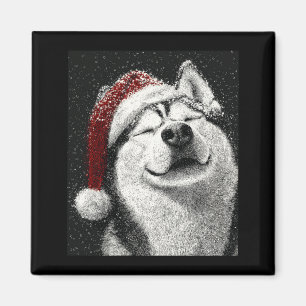 Imán Feliz Navidad Husky Siberiano Manga Larga