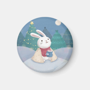 Imán Feliz Navidad: Ilustracion conejo