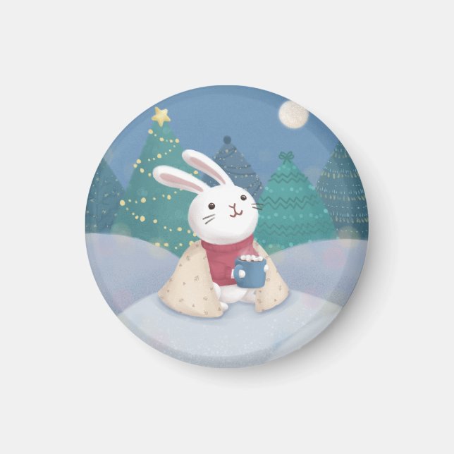Imán Feliz Navidad: Ilustracion conejo (Frente)