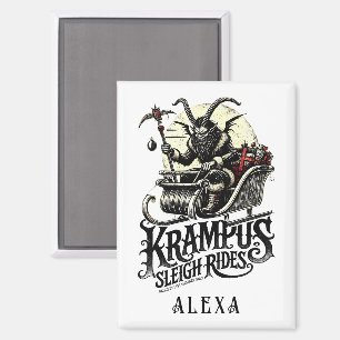 Imán Feliz Navidad Krampus Paseos en Trineo de Krampus