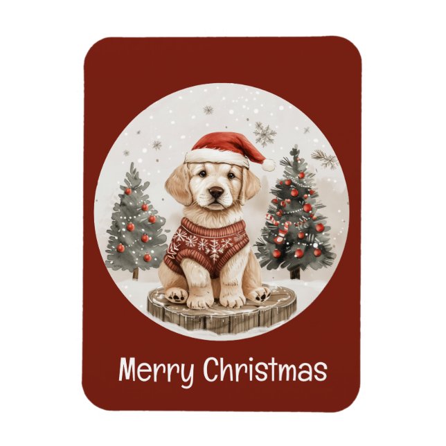 Imán Feliz Navidad Labrador Recuperador Cachorro (Vertical)