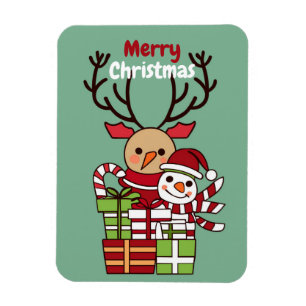 Imán Feliz Navidad lindo personalizado reno regalo de m