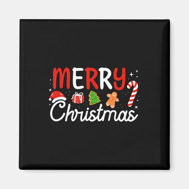 Imán Feliz Navidad Luces de Santa Hat Navidad Hombres F (Frente)