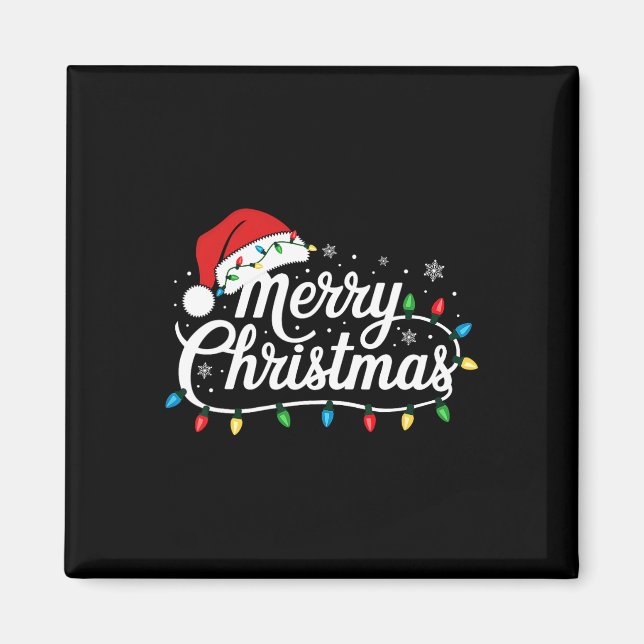 Imán Feliz Navidad Luces Graciosa Familia de Navidad M (Frente)