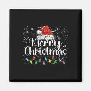 Imán Feliz Navidad Luces Red Santa Hat Familia de navid