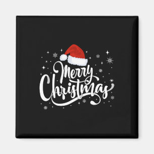 Imán Feliz Navidad Luces Red Santa Hat Familia de navid