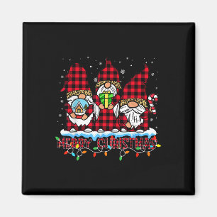 Imán Feliz Navidad Luz Cute Gnome Familia coincidente G