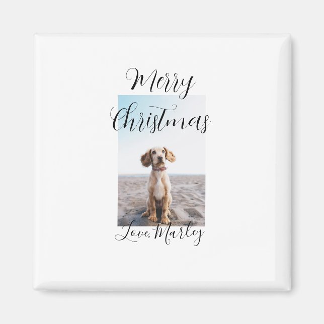 Imán Feliz Navidad mascota perro gato foto regalos de v (Frente)