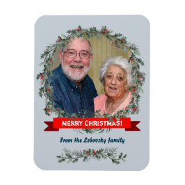 Imán Feliz Navidad mistletoe y corona de pino