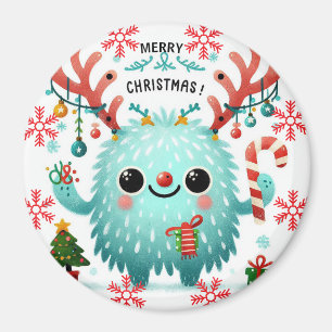 Imán Feliz Navidad, monstruo azul