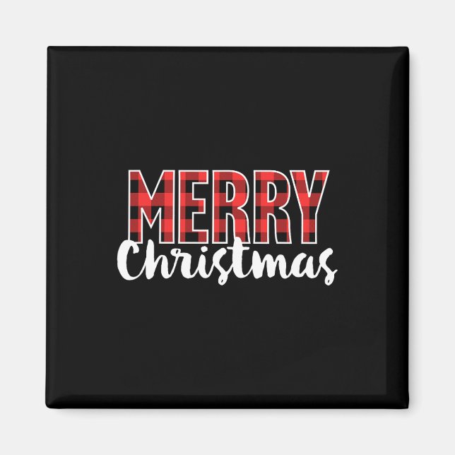 Imán Feliz Navidad Mujeres Hombres Niños Doble Rojo Tap (Frente)