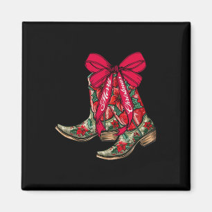 Imán Feliz Navidad Navidad Cowboy Boots Coquette Bow Pa
