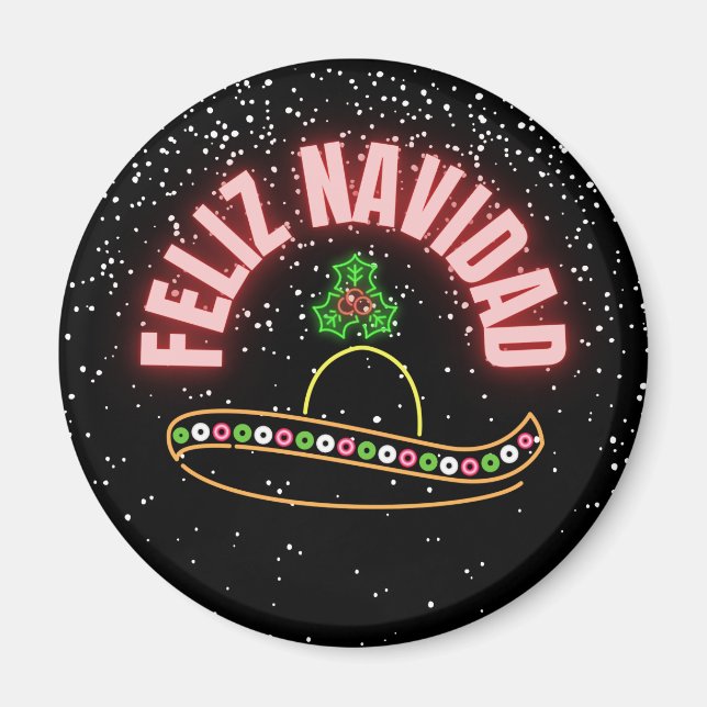 Imán Feliz Navidad Neón Sombrero (Frente)