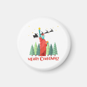 Imán Feliz Navidad Nueva York Santa Claus Estatua De Li