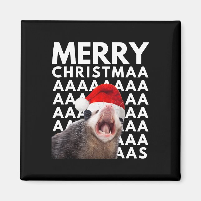 Imán Feliz Navidad, Opossum gritando Diversión Hombres  (Frente)
