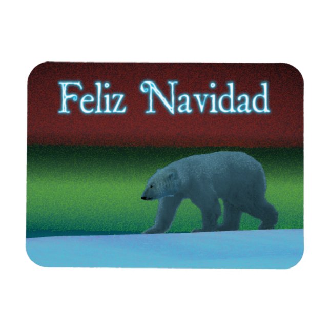 Imán Feliz Navidad - Oso Polar Encendido (Horizontal)