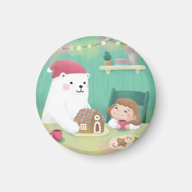 Imán Feliz Navidad: Oso Polar y Niño (Frente)
